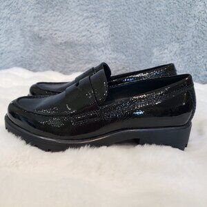 Ecco Modtray Black Leather Penny Loafer Women's Sizes Patent Edgy Rugged Sole